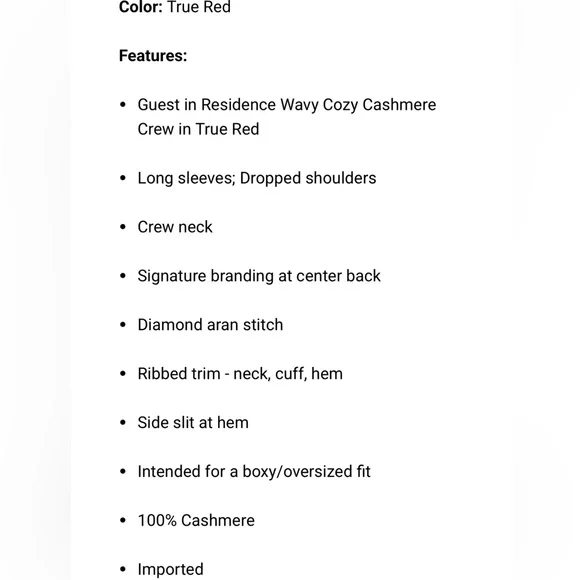 Guest in Residence Wavy Cozy Cashmere Crew in True Red - Picture 9 of 9